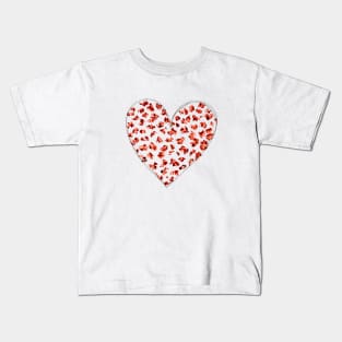 Leopard print pink heart Kids T-Shirt